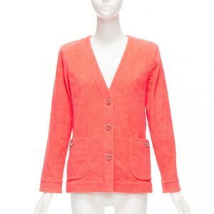 Chanel Terry Cloth Gold Logo Blazer